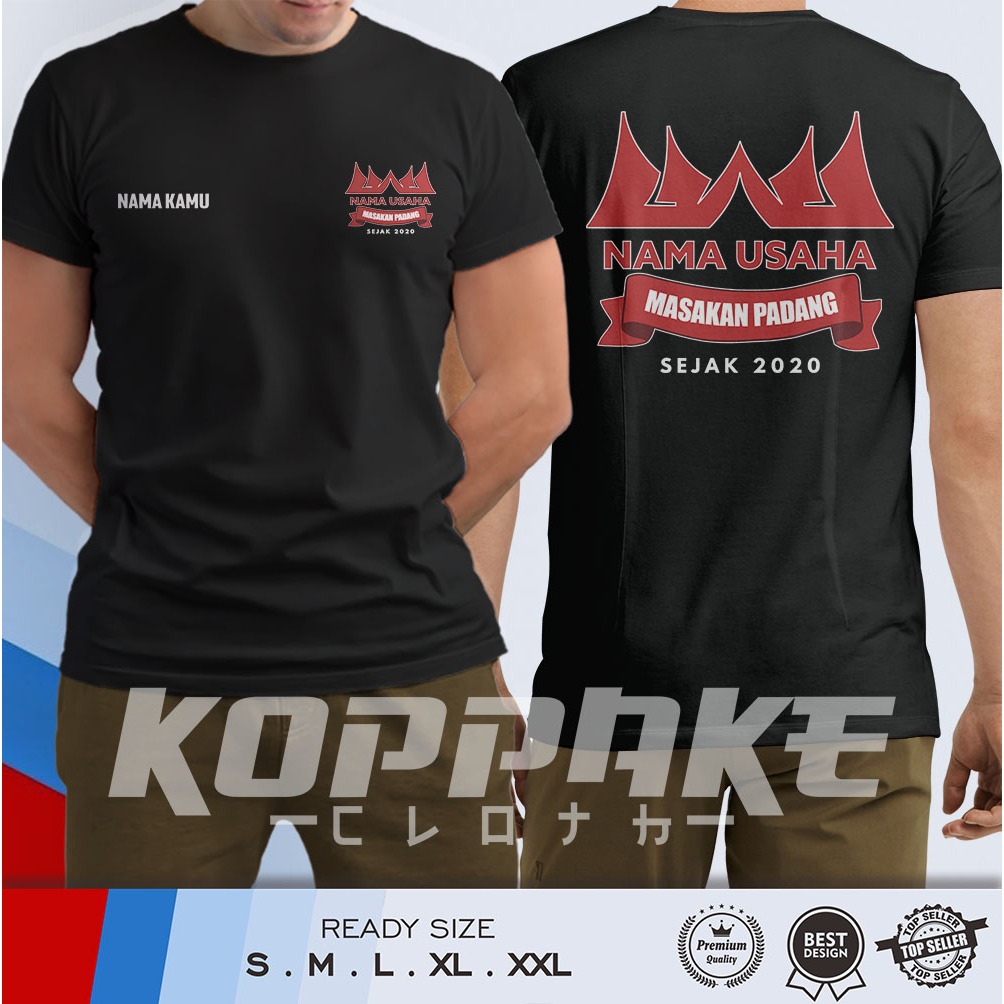 Kaos Rumah Makan RM Padang Masakan Padang Gratis Nama Usaha dan Nama Kamu Baju Distro