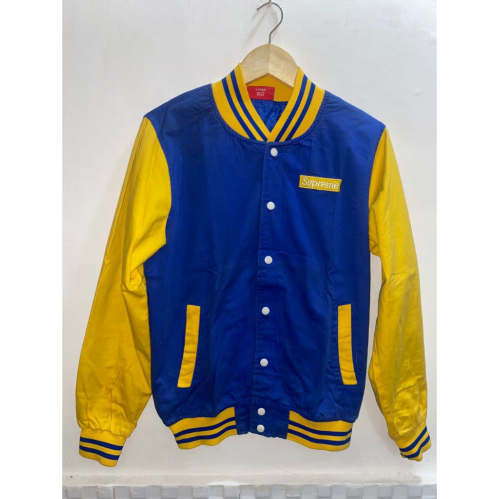 Jaket Varsity Supreme Blue Yellow Vintage Style - Premium Varsity Jacket