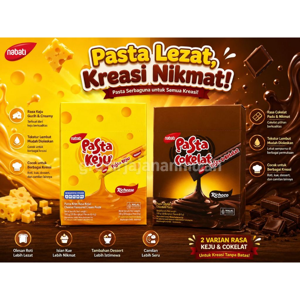 DISKON RICHEESE NABATI PASTA KEJU/ RICHOCO NABATI PASTA COKLAT ISI 30 MURAH
