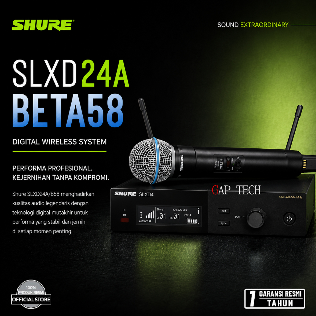Shure SLXD24A BETA 58 / SLX D24 BETA58 / SLX D24A B58 Wireless Microphone Original