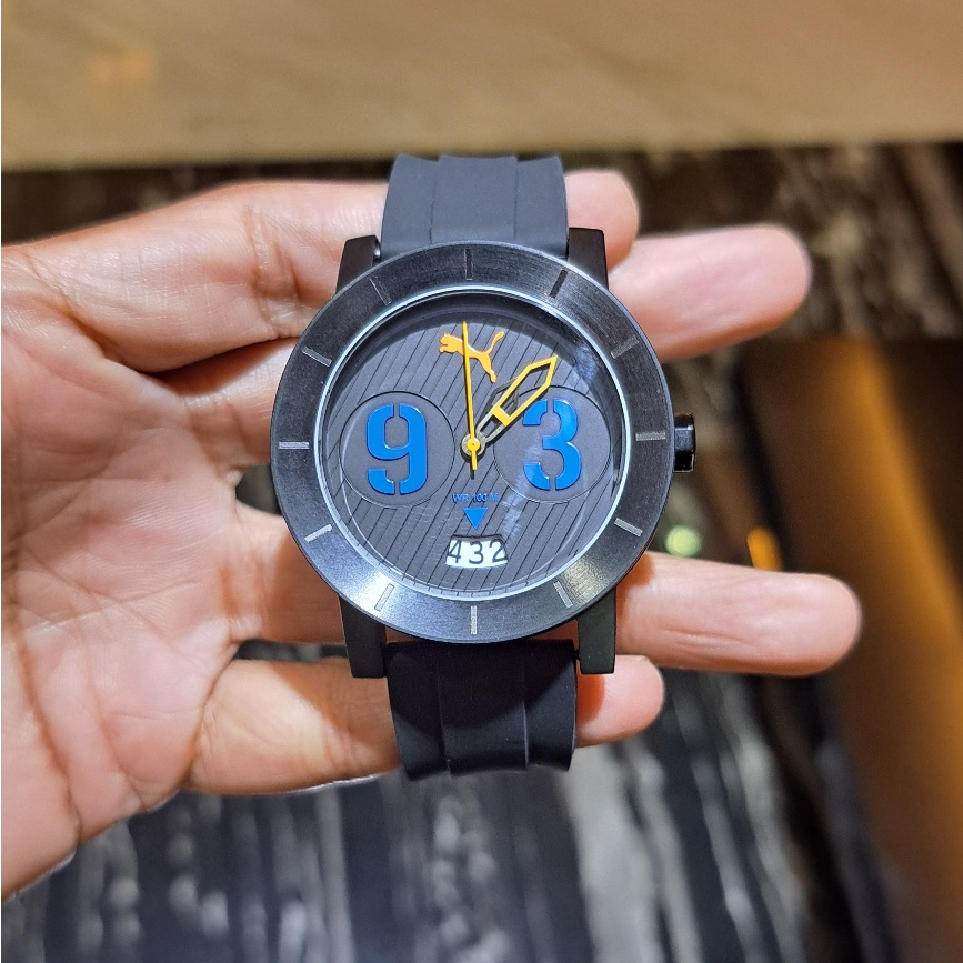 Jam Tangan Pria PUMA PU103571004 DEEP BLACK ORANGE  RUBBER