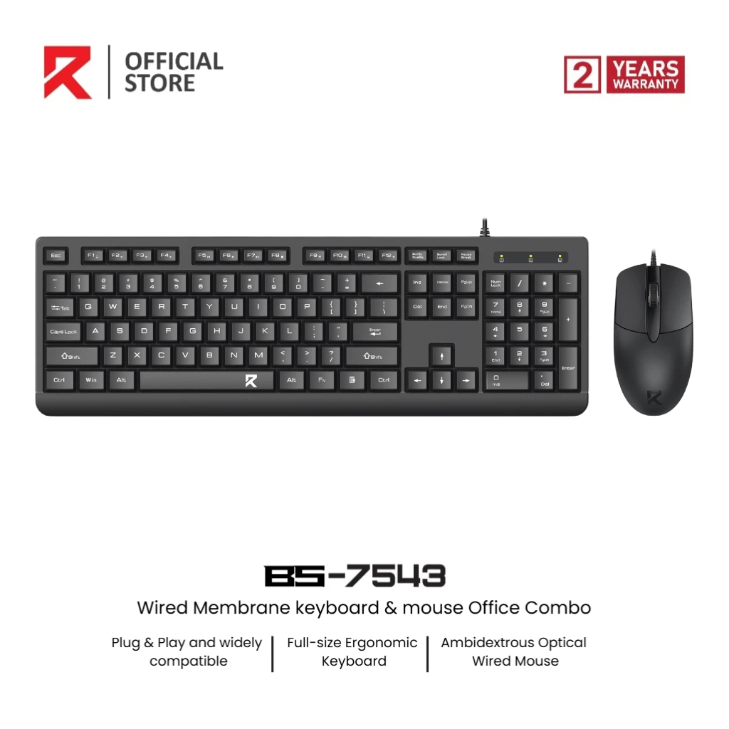 Redragon BS-7543 Combo Membrane keyboard & mouse Wired Compact Office
