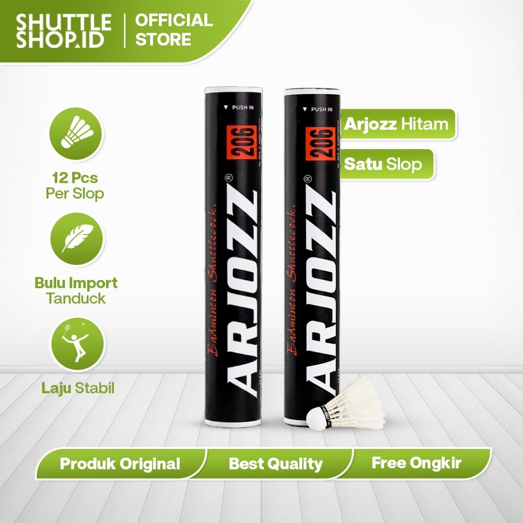 Kok Badminton Arjozz Hitam Original Shuttlecock Bulutangkis Awet Tahan Lama 12 Pcs - Shuttleshop.id