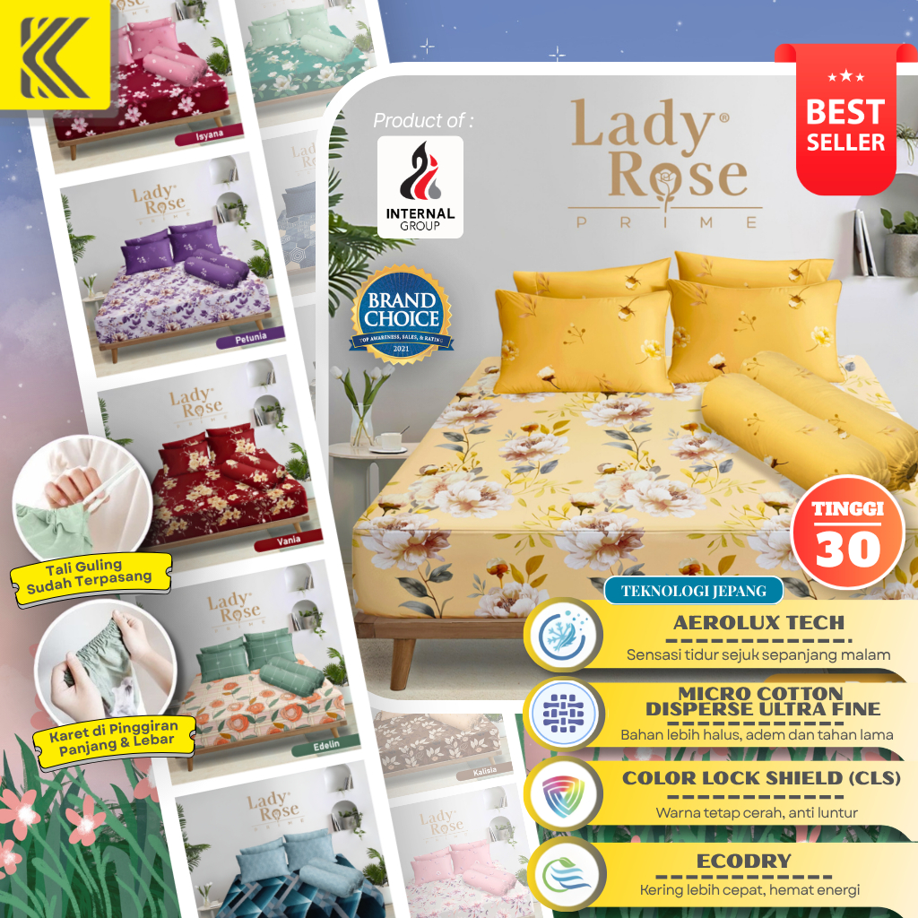 SPREI LADY ROSE PRIME PREMUM INTERNAL GROUP KING QUEEN SIZE 180X200 160X200 NO 1 2 SEPRAI LEMBUT SEJ