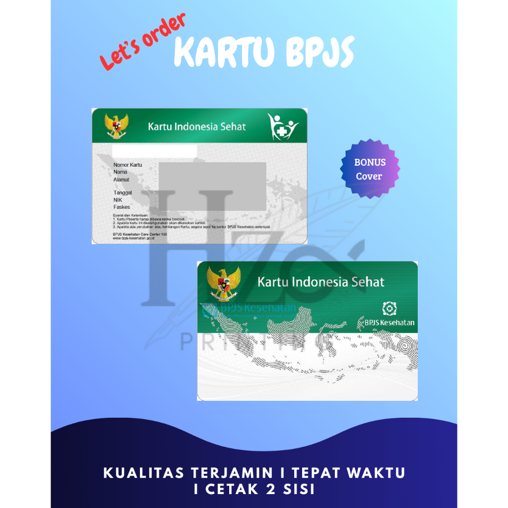 Kartu BPJS Kesehatan 2 Sisi Anti Air, Tidak Luntur, Cetak Berkualitas