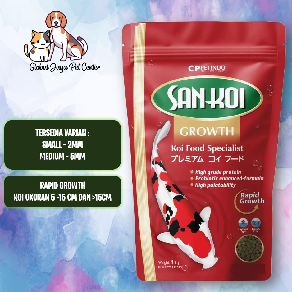 Pakan Ikan San Koi Growth 1kg freshpack makanan ikan koi nutrisi warna cerah Sankoi