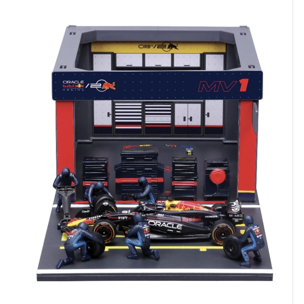Diecast F1 Bburago Pit Stop Edition Red Bull with RB20 #1 Max Verstappen Diecast Model 1:43 F1 2024
