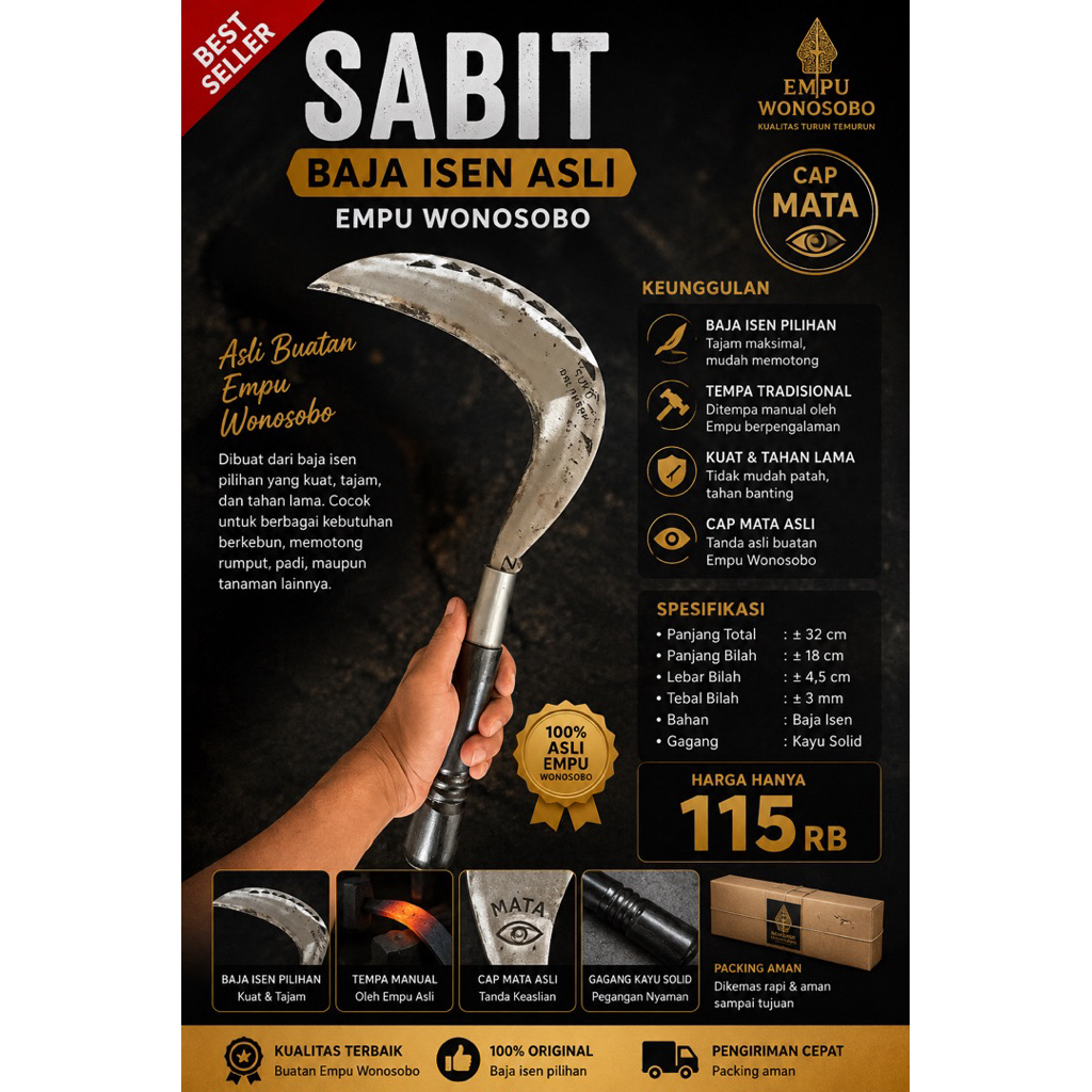 Sabit baja isen cap mata asli wonosobo