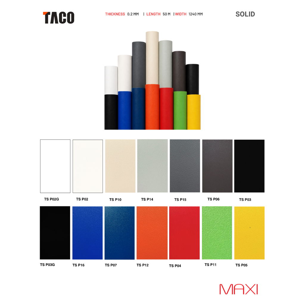 TACO X DECON  - PVC Sheet | TACO | CS LAMINATES | Solid/Polos - Kilap/Gloss - 0.22/0.38 mm