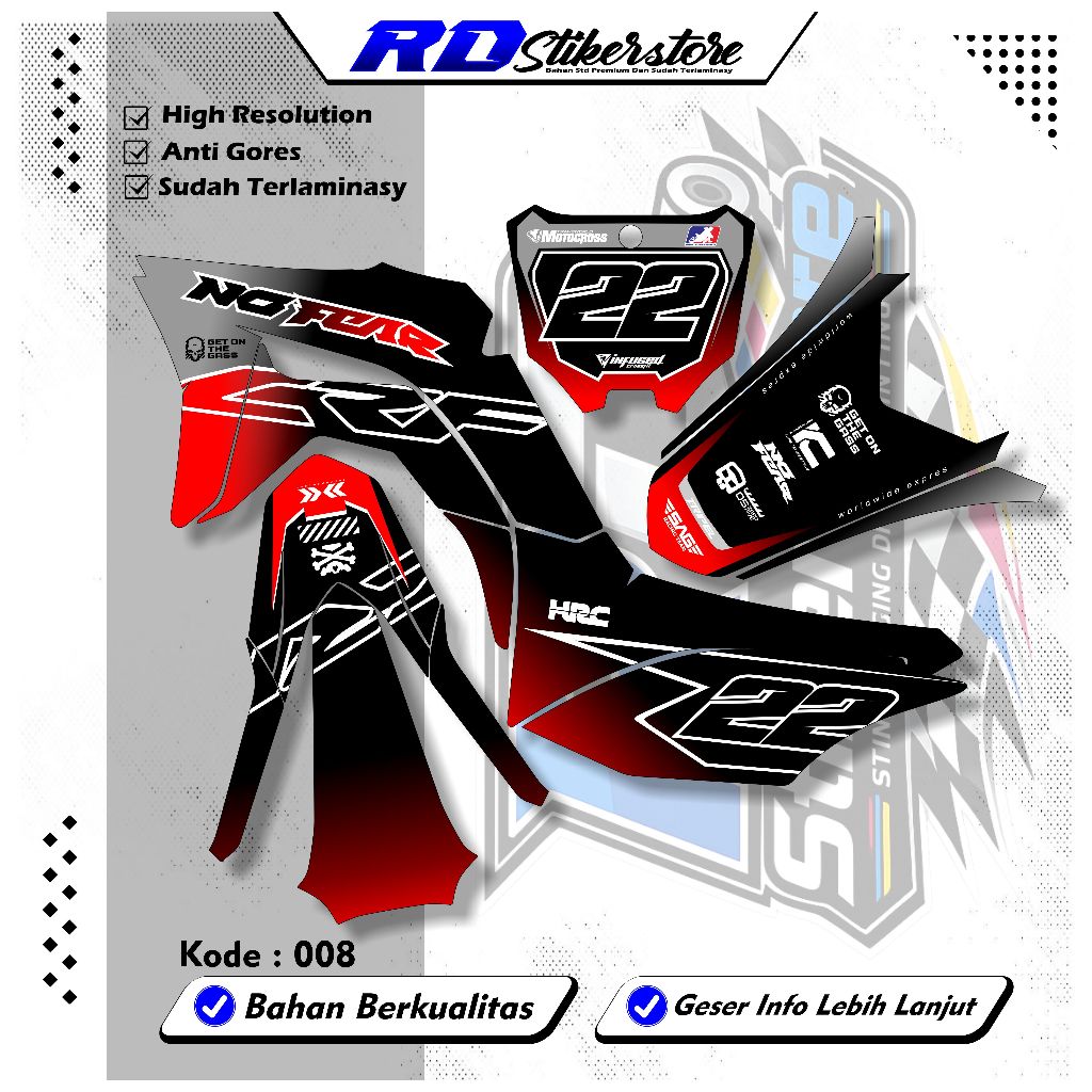 Decal Sticker Vinyl CRF 150 L Papan Spakbor CRF 450 - Sticker Fullbody Motor CRF 150 L