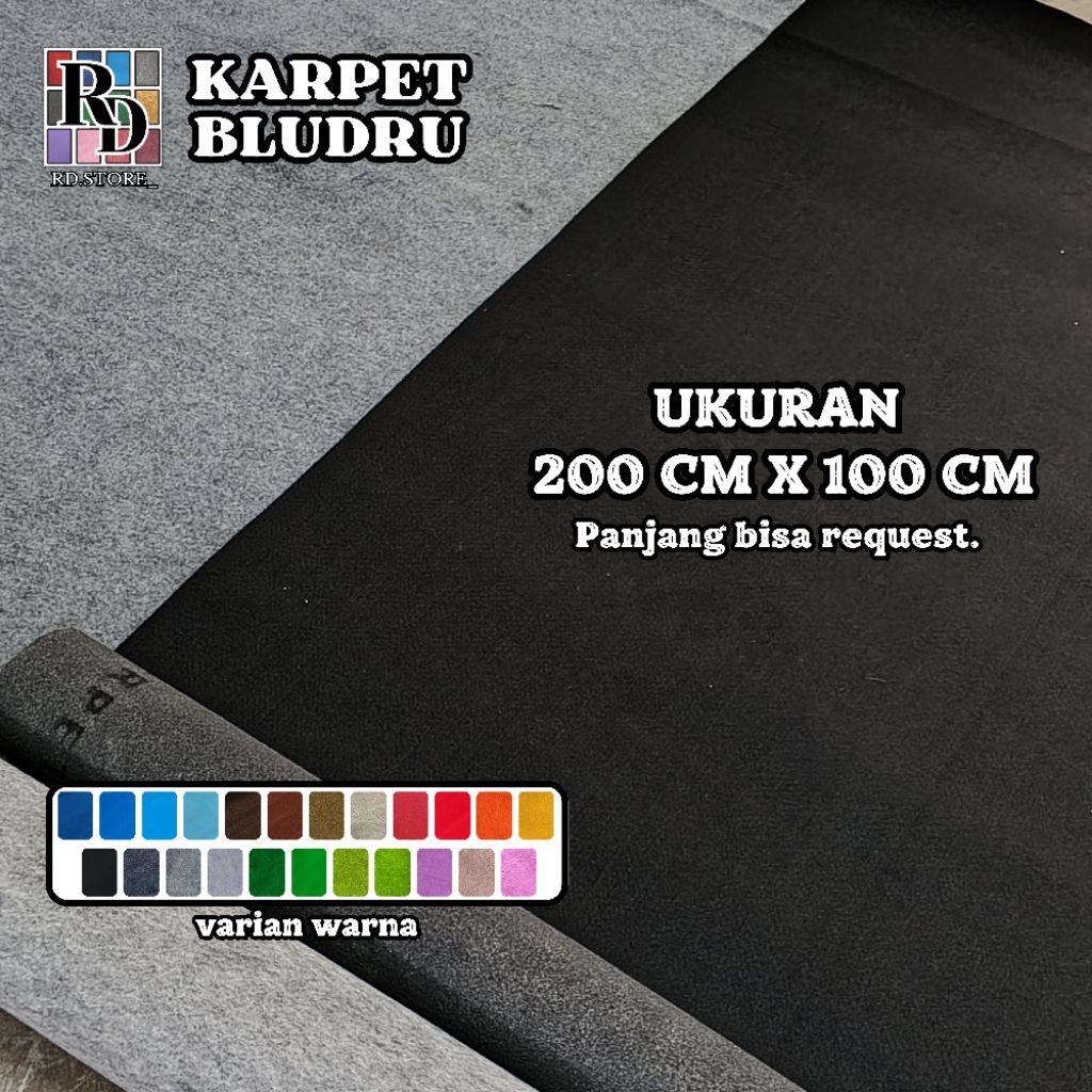 KARPET BLUDRU ROLL || 200CMX100CM || KARPET LANTAI DEKORASI ||KARPET METERAN || KARPET POLOS