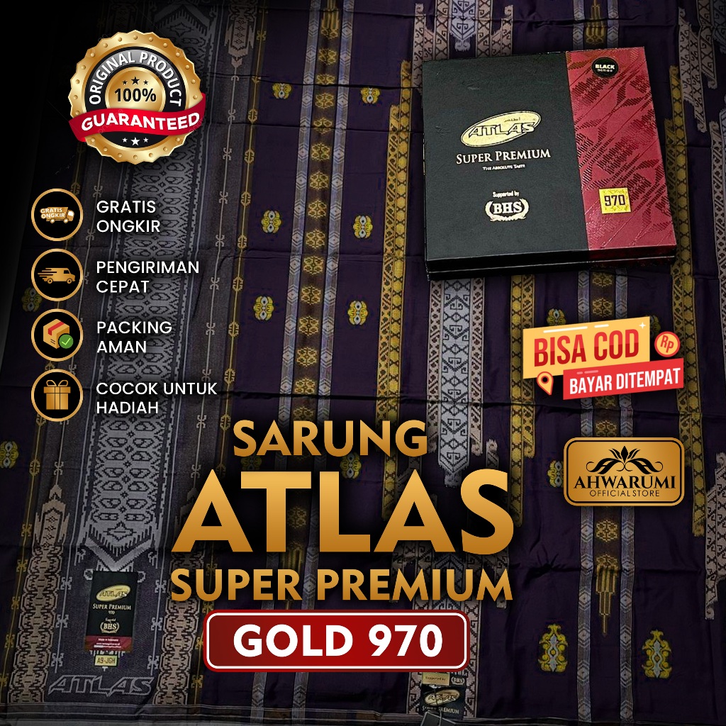 Sarung Atlas Super Premium Gold 970 Motif BHS