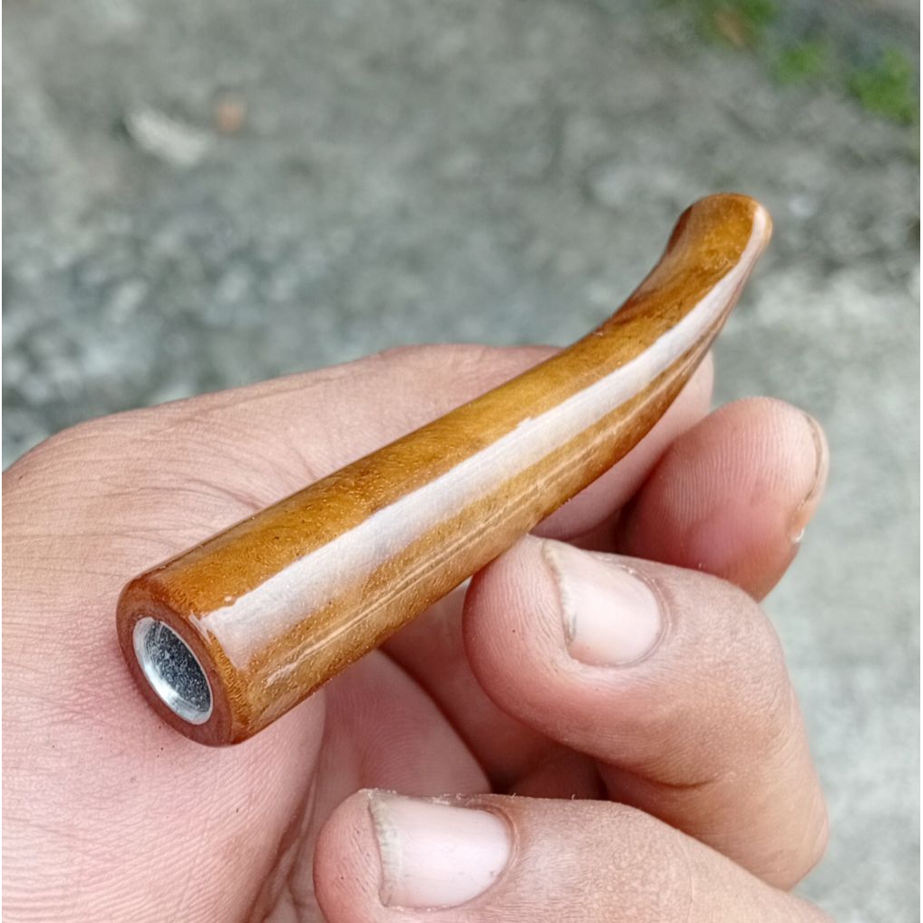 pipa once kayu galih jati,,, berukuran 7 cm berbentuk lengkungan dengan lubang multifungsi