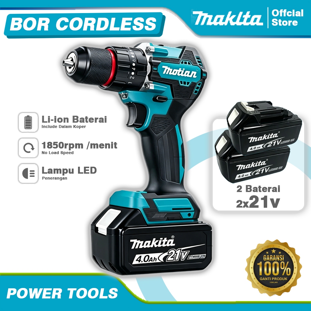 Makita 1850R/menit bor impact baterai bor cordless impact drill cordless drill mesin bor listrik