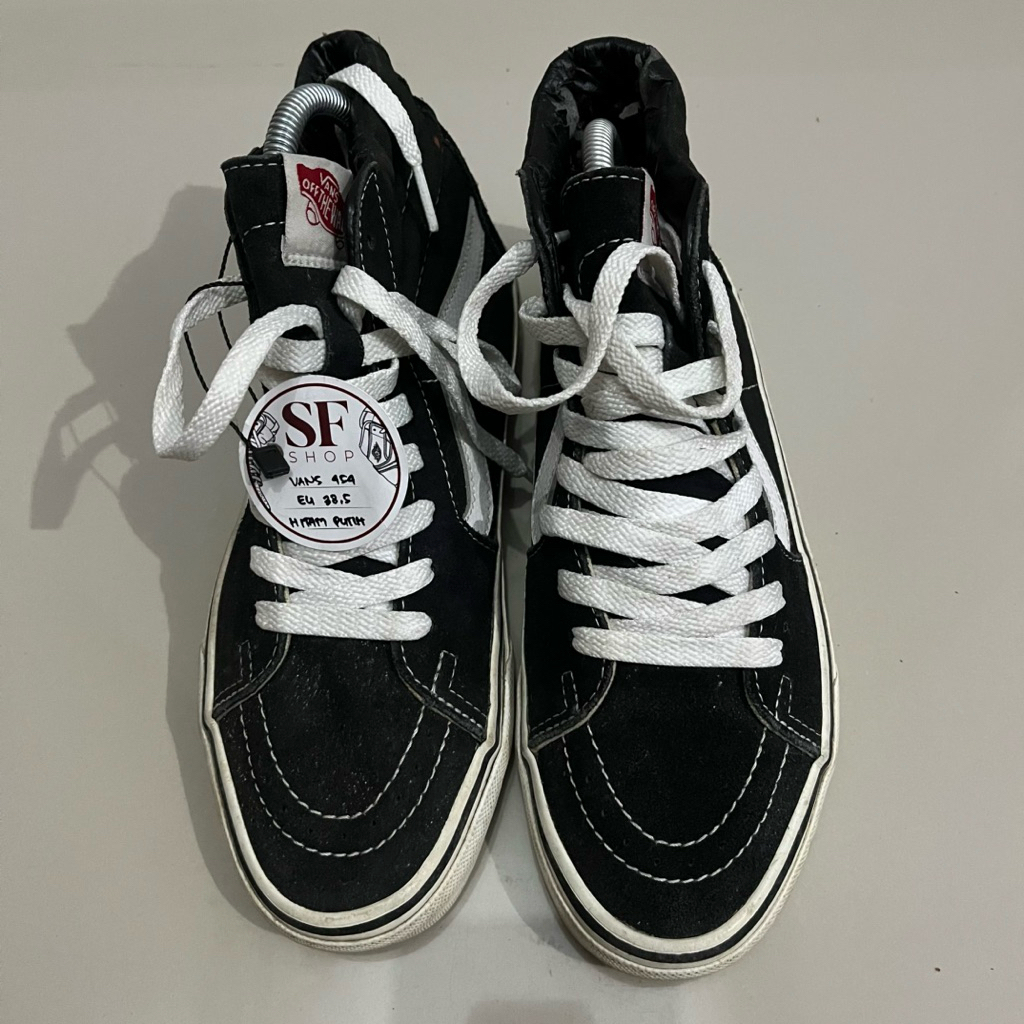 Vans Skate Sk8-Hi Black White Preloved | Size 38.5 High Top Sneakers Murah