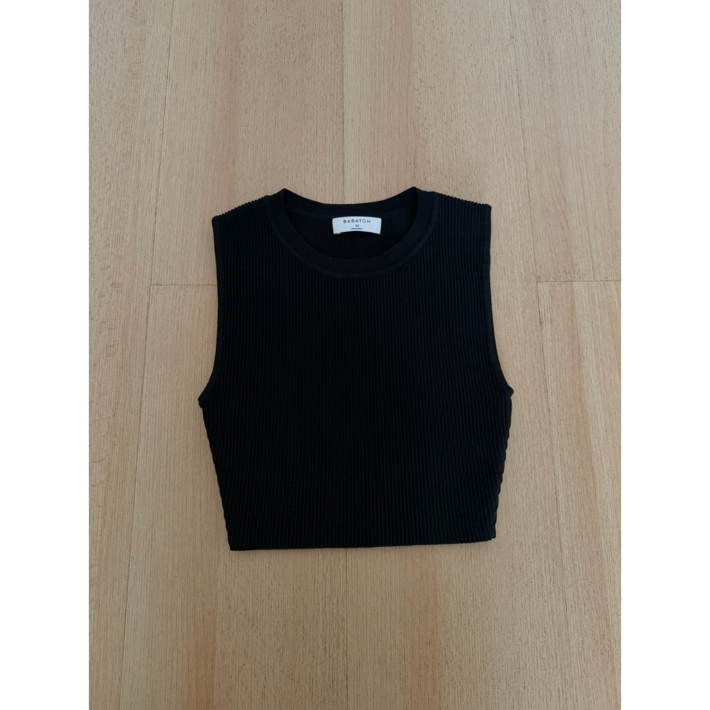 preloved aritzia babaton black/hitam tank crop top