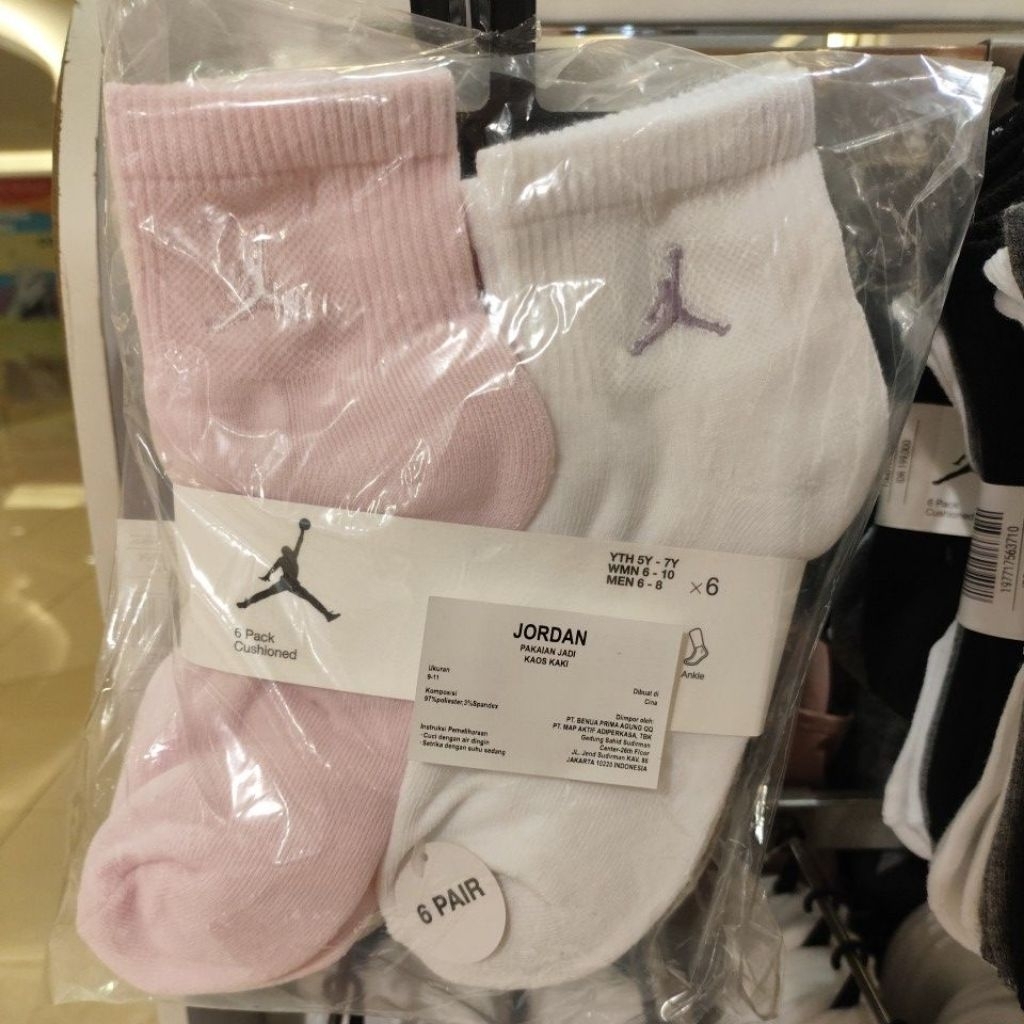 Kaos Kaki Jordan Anak 6 pasang ukuran sepatu 36 - 40 100% Original
