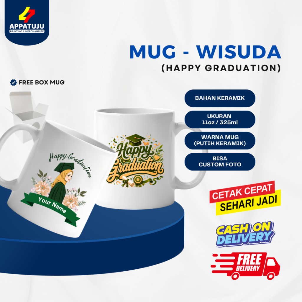 MUG CUSTOM HADIAH GRADUATION | HADIAH WISUDA CUSTOM | GELAS CUSTOM