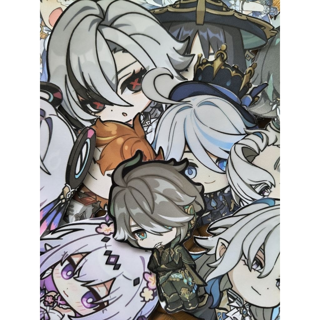 Grand Line - Sticker Anime Genshin Impact Set 11pcs Chibi Karakter Furina Arlecchino Laminasi Doff M