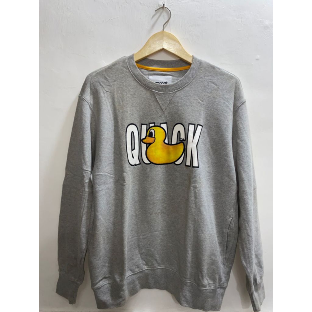 Crewneck Pancoat Grey Misty Logo QUACK Duck Yellow - Size S - Original Preloved Like New