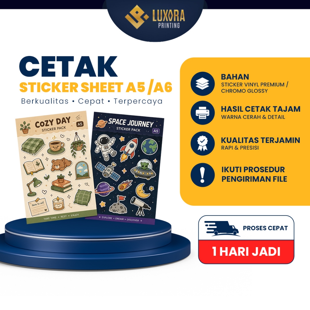Cetak Sticker Sheet Pack A5/A6 SEHARI KELAR / Custom Design / Merchandise