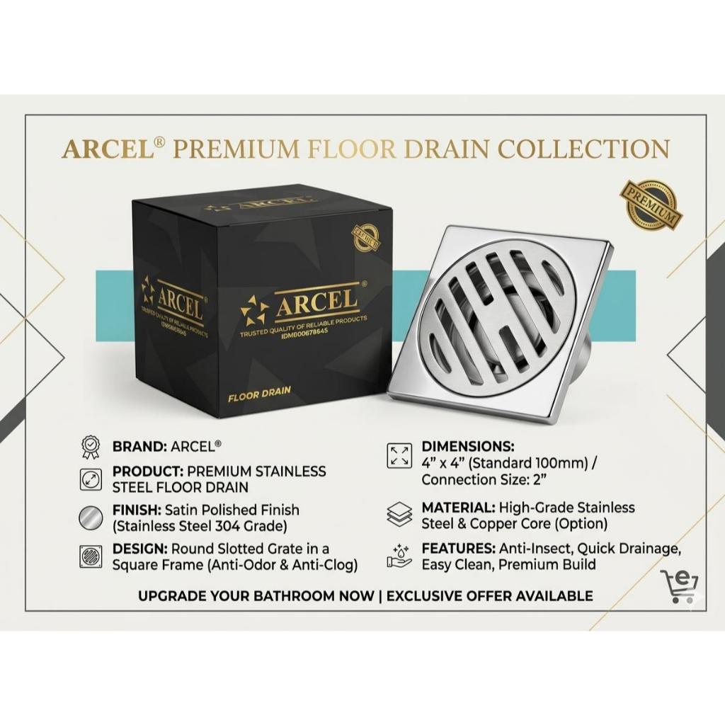 ARCEL Saringan Got Stainless Kamar Mandi Floor Drain Arcel Tebal