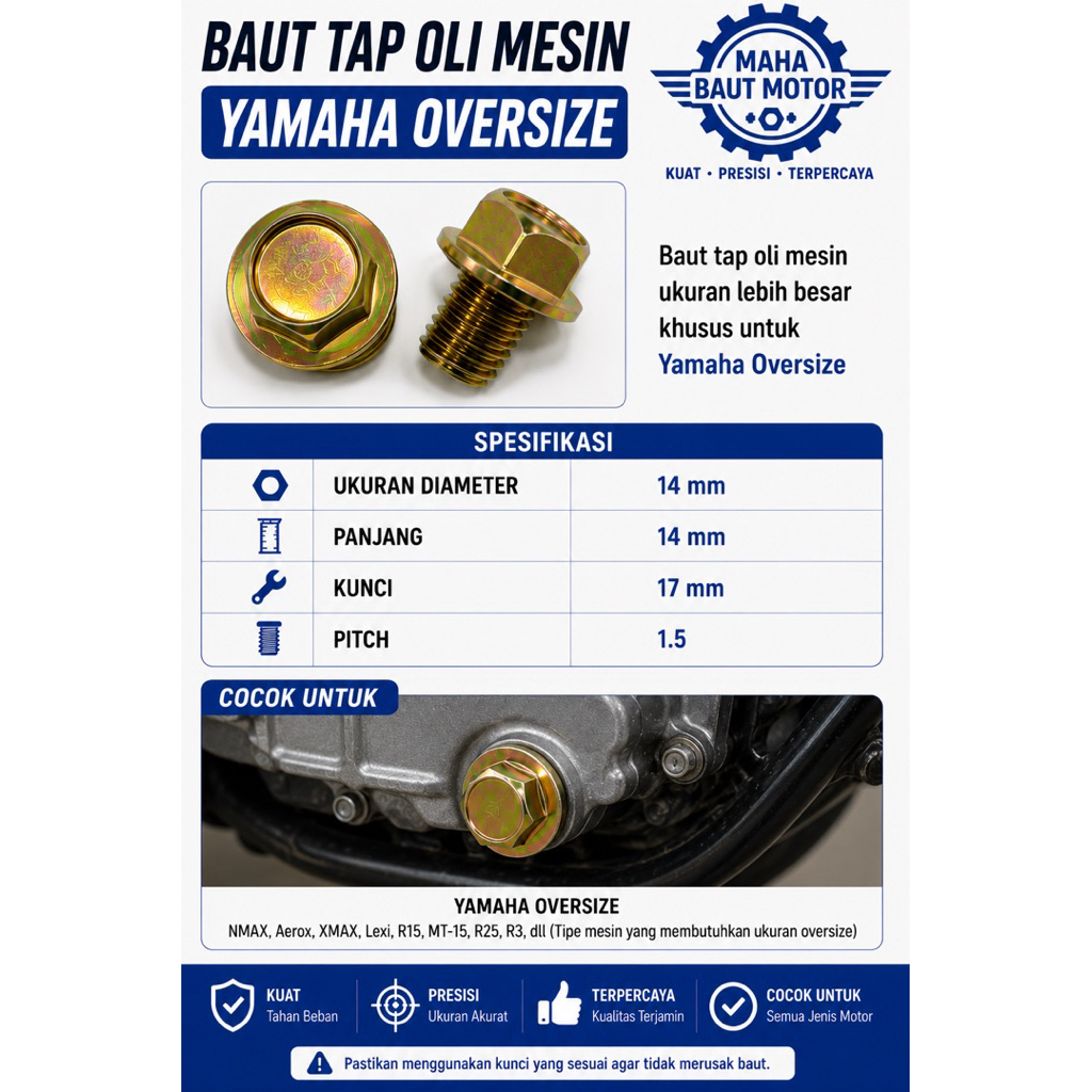 BAUT TUTUP OLI MESIN YAMAHA / HONDA BEBEK / HONDA MATIC / YAMAHA OVERSIZE || BAUT TAP OLI MESIN || B
