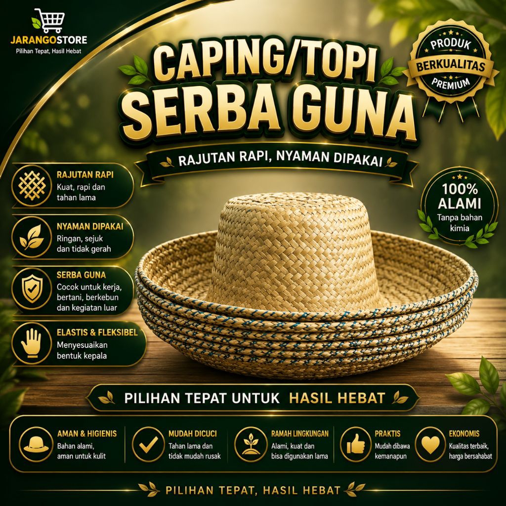 TOPI CAPING PETANI TOPI ANYAMAN PANDAN SERBA GUNA ASLI MADURA NYAMAN DIPAKAI