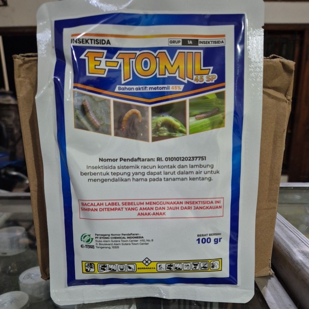 Insektisida E-TOMIL 45SP, Metomil 45%, 100gr.