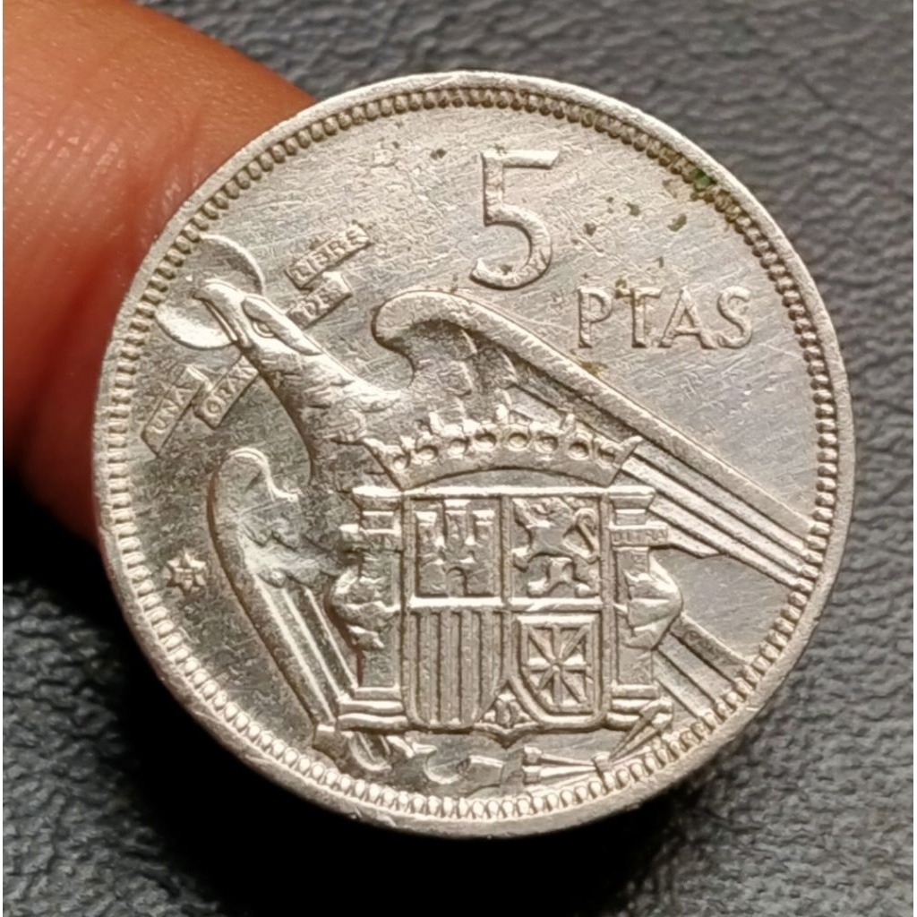 Koin Kuno Spanyol 5 Pesetas tahun 1957