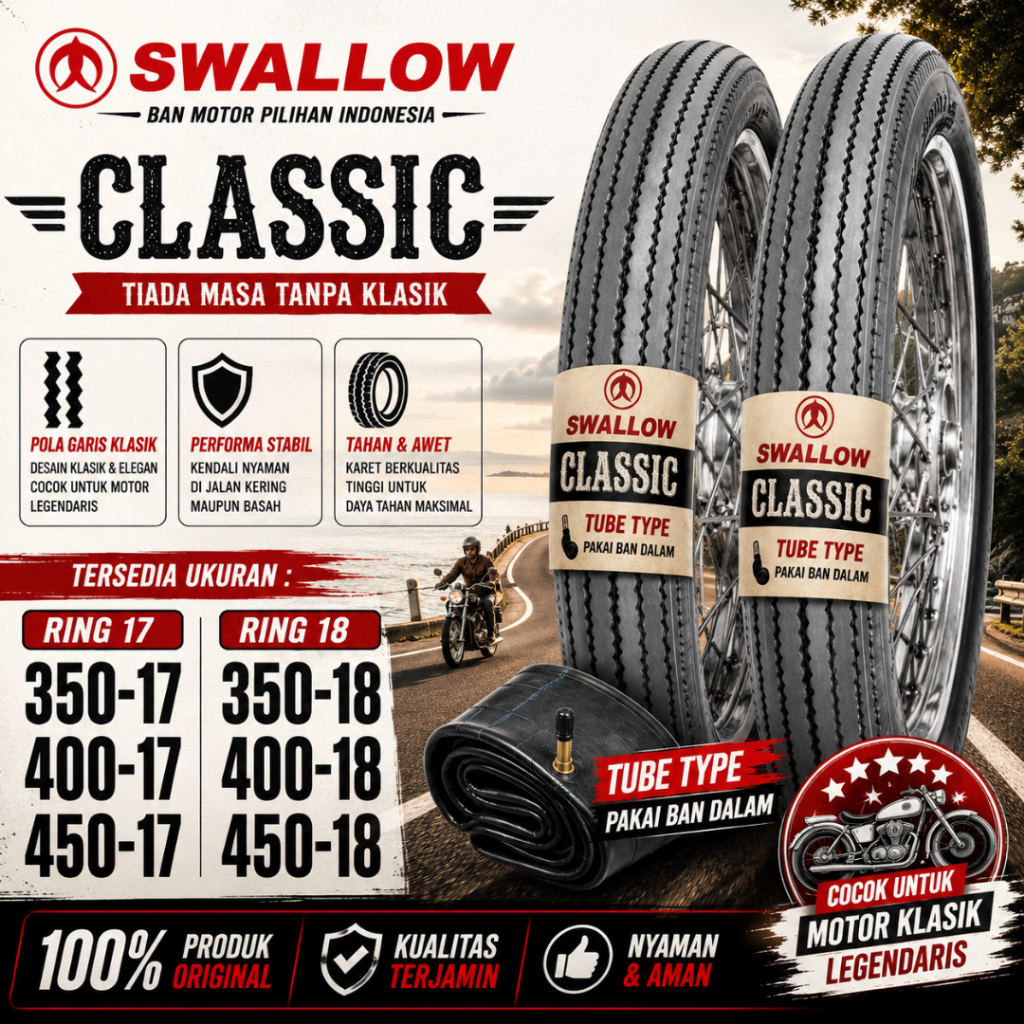 SWALLOW Classic 350 400 450 Ring 17 18 Tubetype Ban Motor Classic