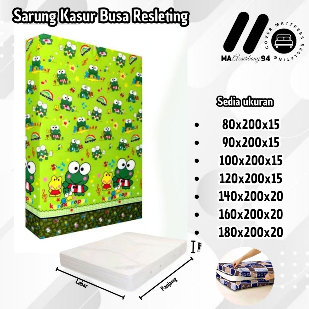 Sarung Kasur Busa Resleting Uk No 3 120x200x15 motif dewasa dan karakter