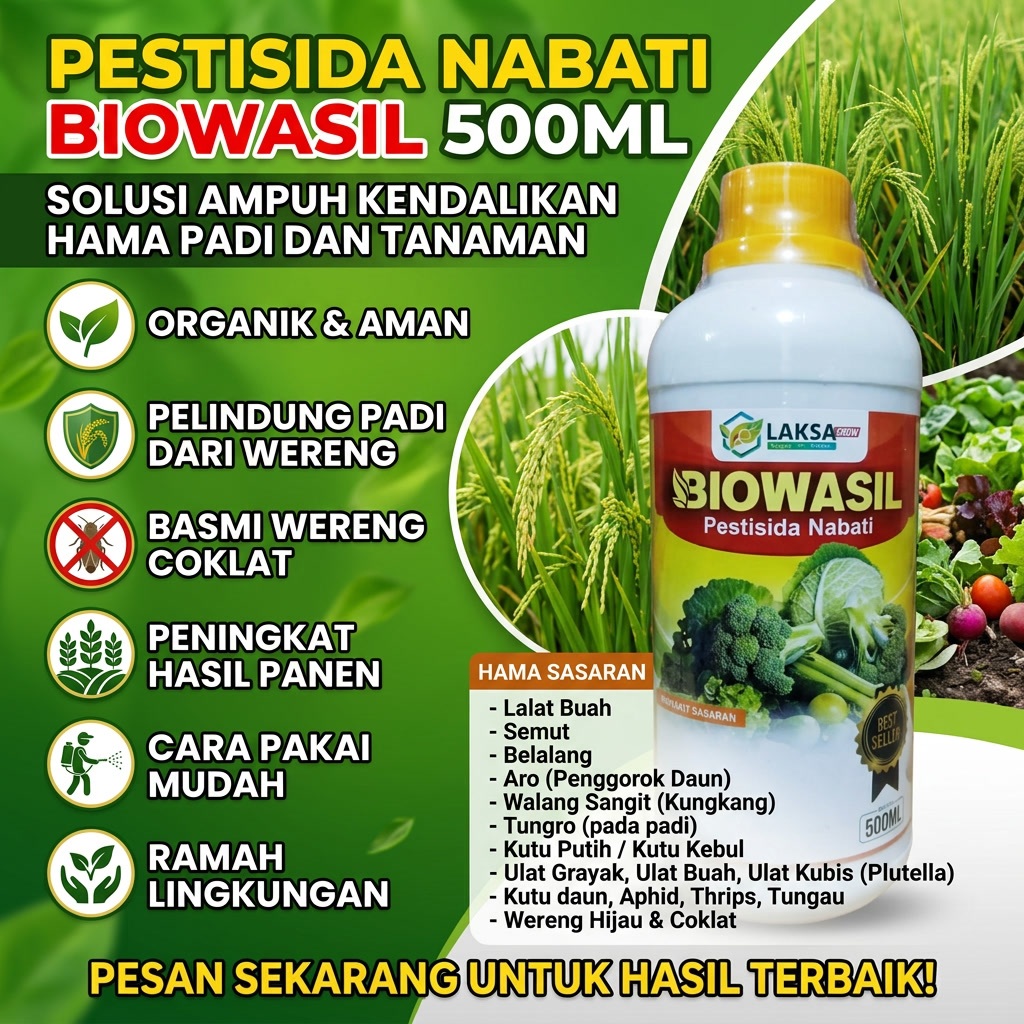 BIOWASIL 500ml Pestisida Nabati Obat Hama Wereng Coklat Pada Tanaman Padi - Obat Hama Padi Wereng Co