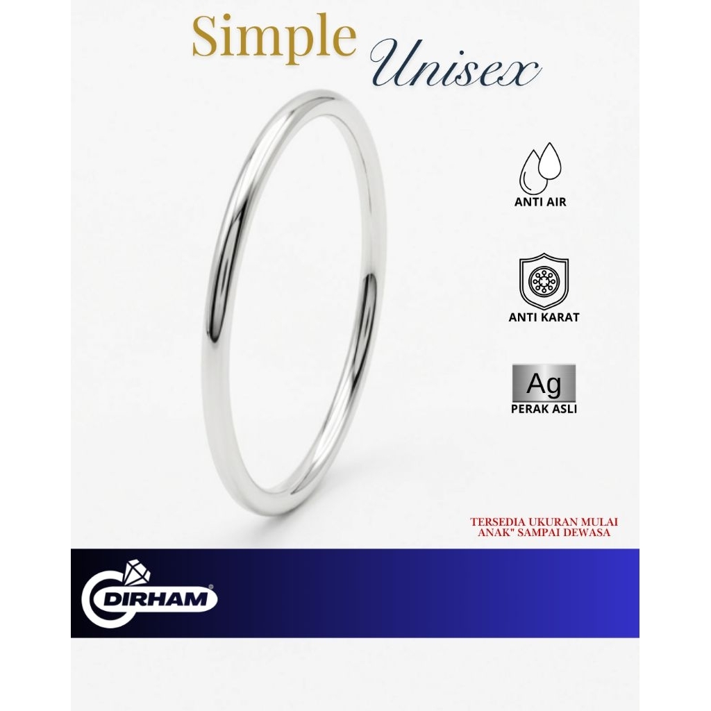 Cincin Polos Simpel Wanita Pria Anak PERAK SILVER ASLI