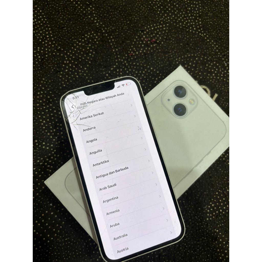 IPHONE 13 minus sangkut iclou, backdoor retak, sama layar retak ( Ori )
