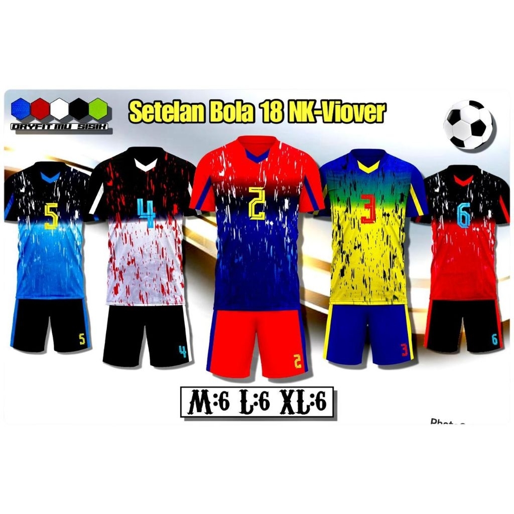 Kostum Bola Dewasa Sepak Bola Setelan 18pcs NK Viower