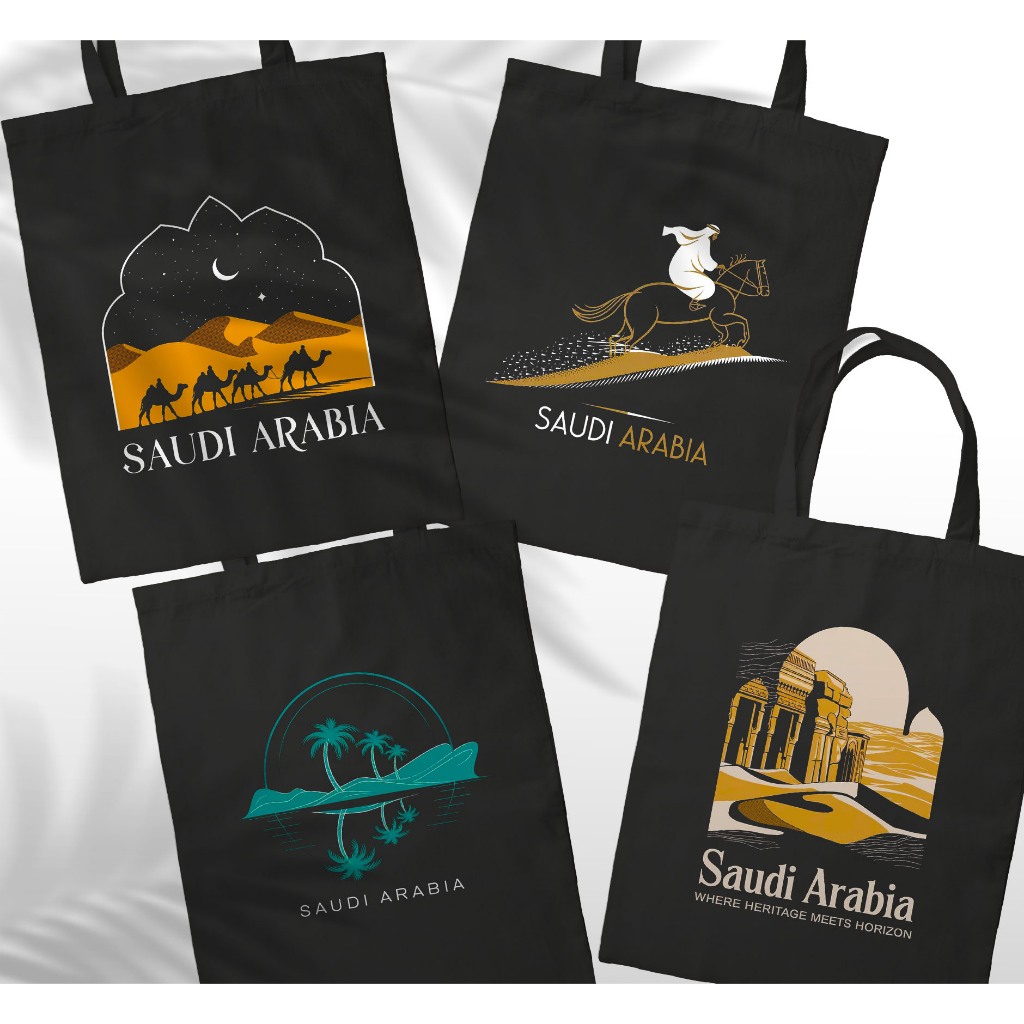 Totebag SAUDI ARABIA 30x40 Cm | Tas Tote Bag Premium Sekolah Kuliah kerja Gambar Tulisan Kata Kata O