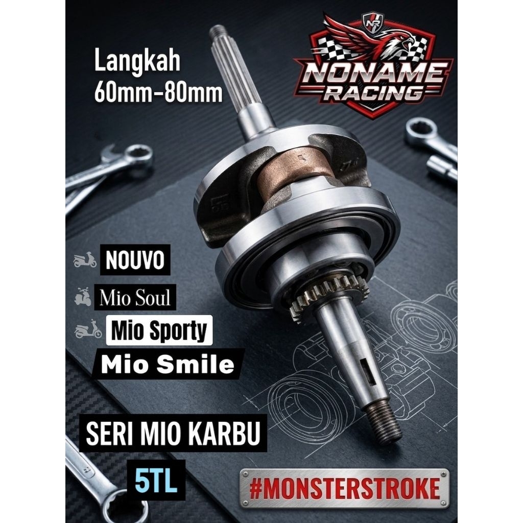 Kruk As Mio Karbu Nouvo Mio Sporty Mio Smile Mio Soul Langka 60-80mm NONAME RACING