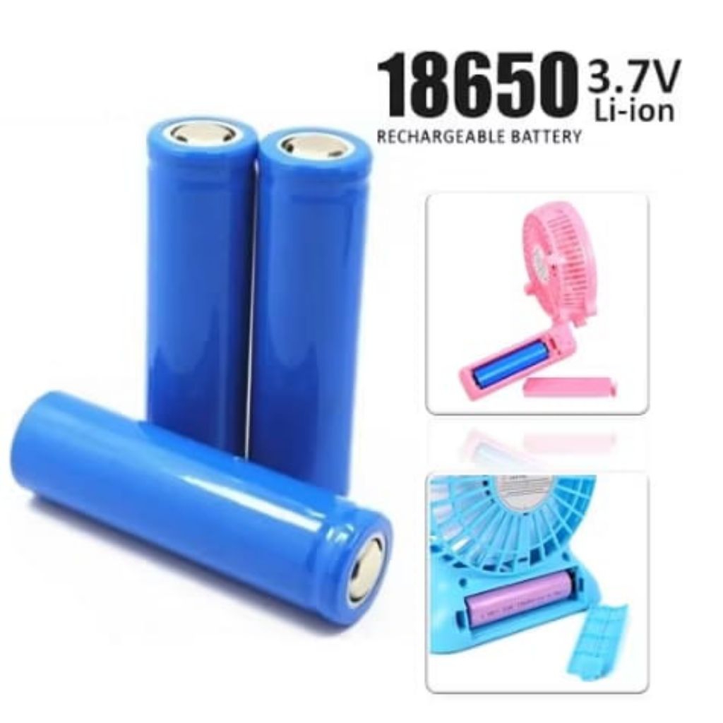 Baterai Cas 18650 1200mAh - Biru Polos, Tahan Lama, Mudah Dicas
