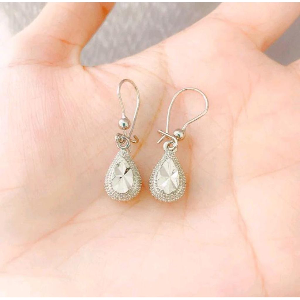 anting wanita tetes batik ukiran silver