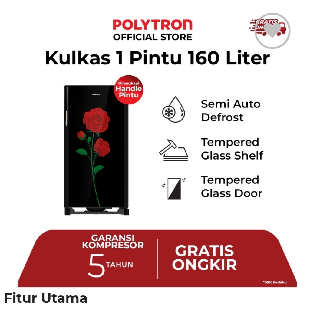 Kulkas Polytron Beleza Pra 16 Drx 160 Liter