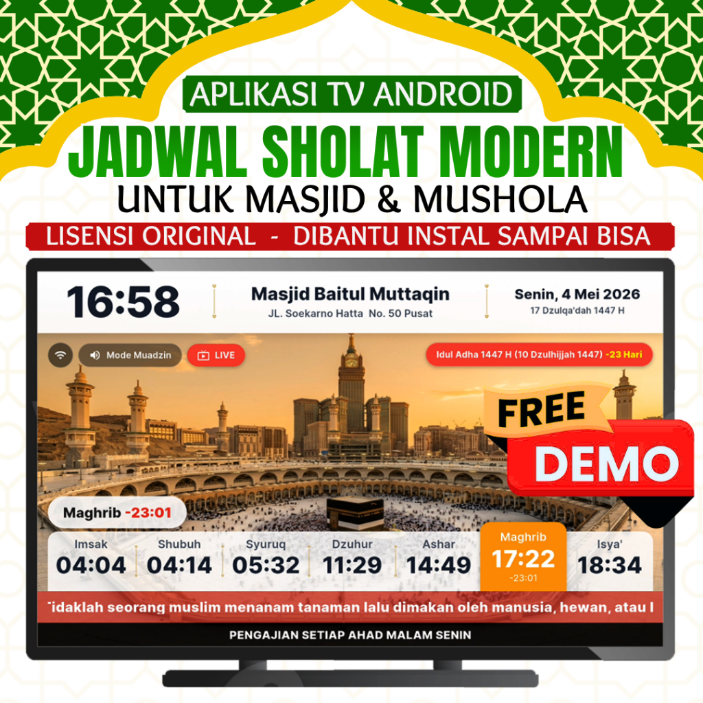 - Software Jam Waktu Sholat TV Masjid & Mushola Otomatis (Full Kontrol HP ) Termurah - Jam Jadwal Sh