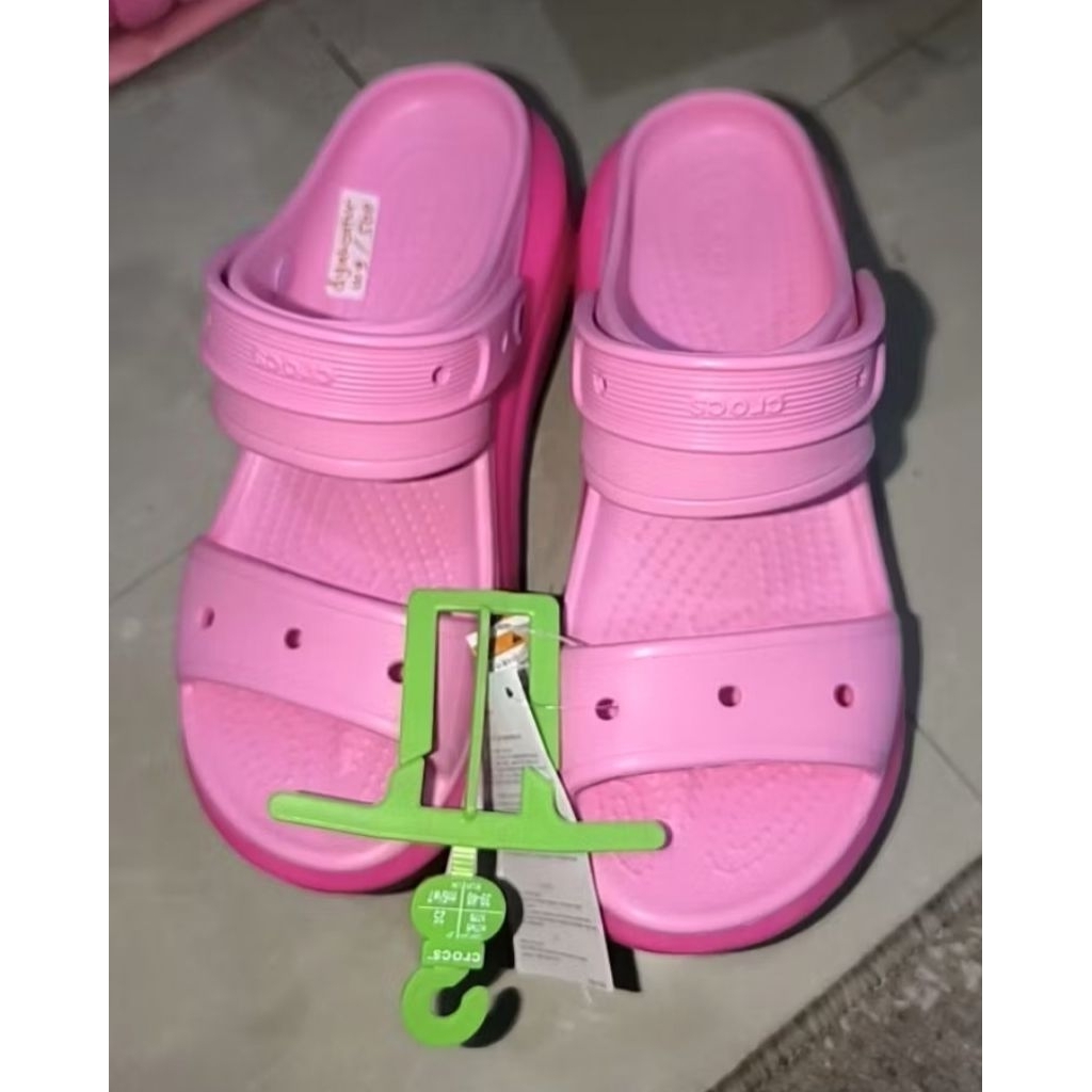 NO COD.CROCS MEGA CRUSH PINK CROSS FUSCHIA.Pembelian jastip JPO original.PRELOVED.Ada bag dan plasti