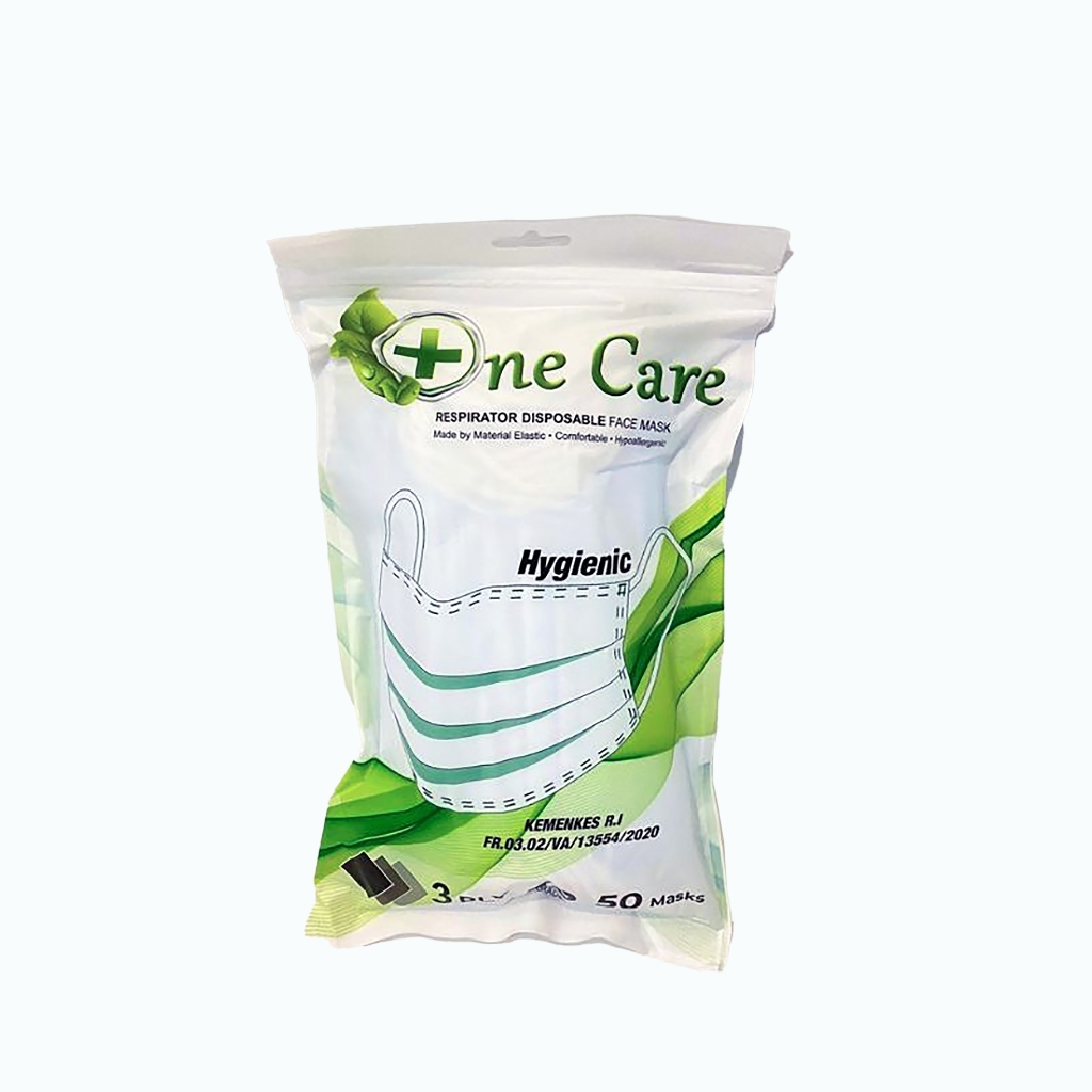 READY MASKER DEWASA EARLOP DISPOSABLE ONE CARE SURGICAL MASKER ONE CARE HITAM