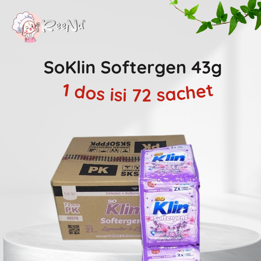[1 DUS] So Klin Softergen 43g Isi 72 Sachet - Detergen + Softener Wangi Murah Grosir