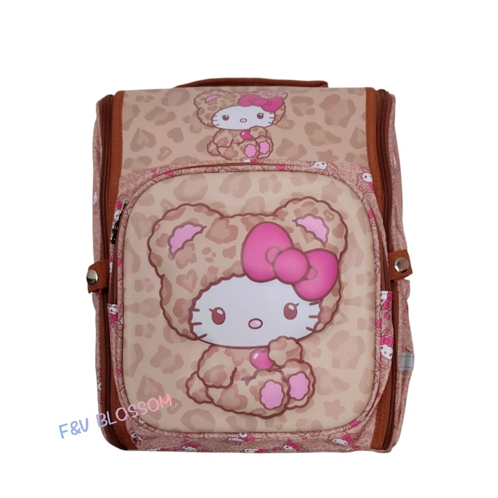 F&V BLOSSOM Tas Ransel Sekolah Anak Perempuan Cewe Cewek Backpack SD Hello Kitty Leopard Coklat Jepa