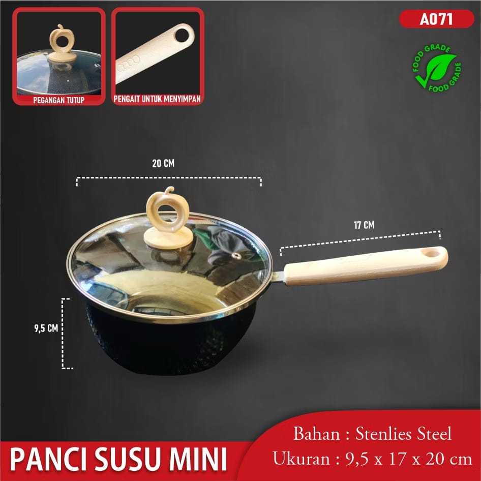 Panci Susu Kuping Stainless Tutup Kaca Panci Kukusan Kecil Panci Mie Saucepa Multiguna Masak Air