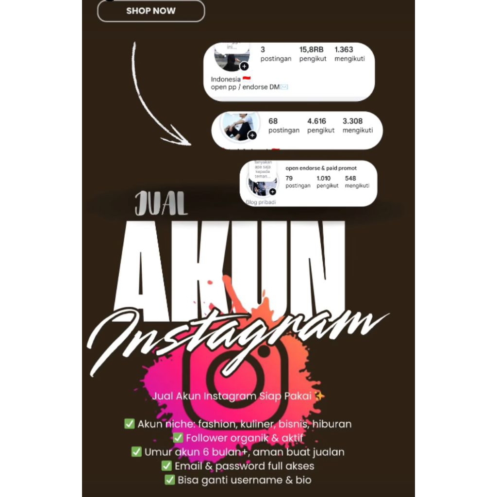 Akun Instagram Polos 2FA Aktif - Siap Pakai, Bergaransi, Tidak Ada Daftar Teman
