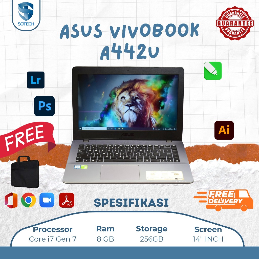 Laptop Second ASUS VivoBook A442U Core i7 Dual VGA Bertenaga Layar FHD Mulus Siap Pakai