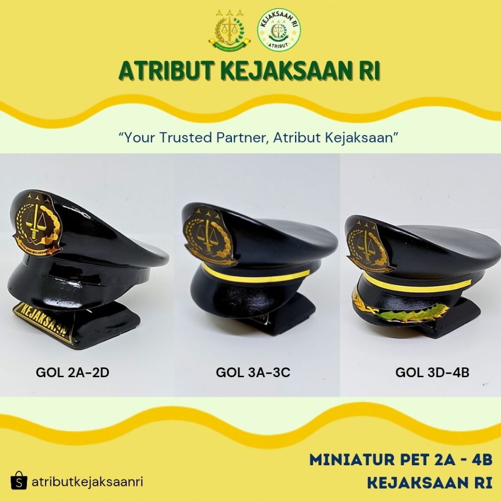 ATRIBUT KEJAKSAAN RI - MINIATUR TOPI KEJAKSAAN RI / MINIATUR PET KEJAKSAAN RI